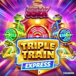 Tampilan visual neon cyberpunk dari slot Triple Train Express